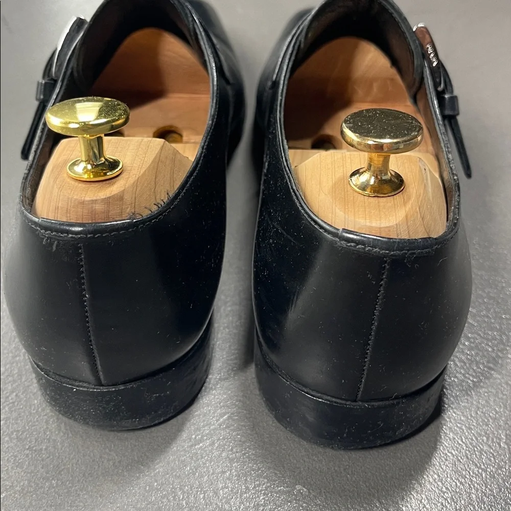 Prada Black Leather Single Monk Strap Oxfords Mens Dress Shoes Leather Size 6